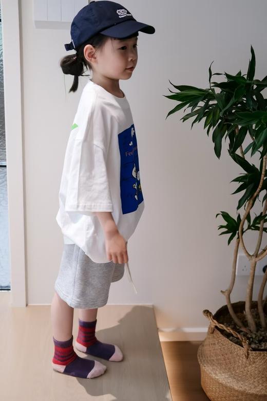 2025夏季GC日系儿童荧光色史奴狗印花短袖宽版oversize棉短袖T恤 商品图3