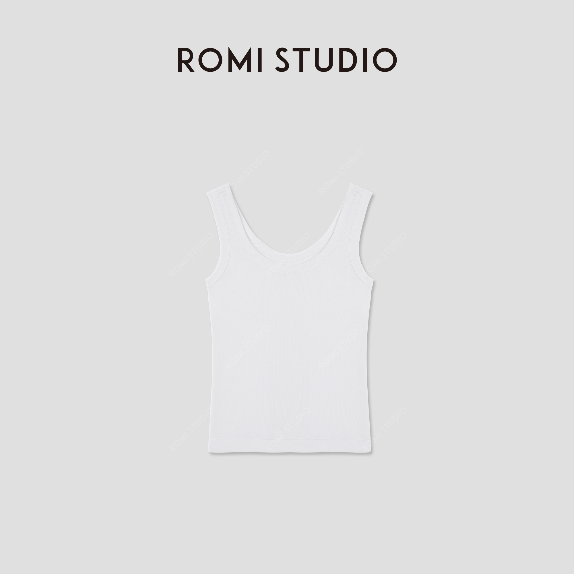 ROMI STUDIO“clean fit”舒适棉质弹力U领针织吊带背心RW24WSH1284
