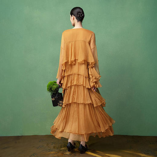 【林栖设计小店】桑蚕丝连衣裙层次感2025秋季新款蛋糕长裙女1953085 商品图4