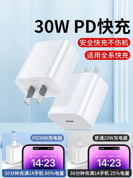 【PD30W快充头+1米快充编织线】苹果手机快充数据线套装双C/盒 商品图1