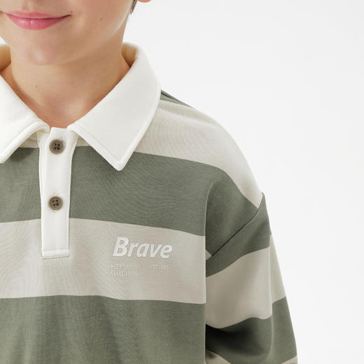 马克珍妮男童山系双色条纹polo领卫衣 儿童套头衫秋装新品551158 商品图3