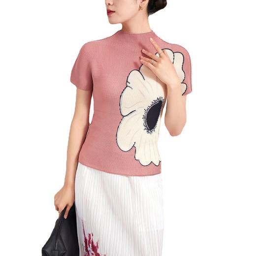 「自」全新升级【铂金会员183/天猫239/差价56】(14333)洛诗琳气质褶皱T恤2025夏季新款简约印花修身通勤百搭上衣女 商品图4