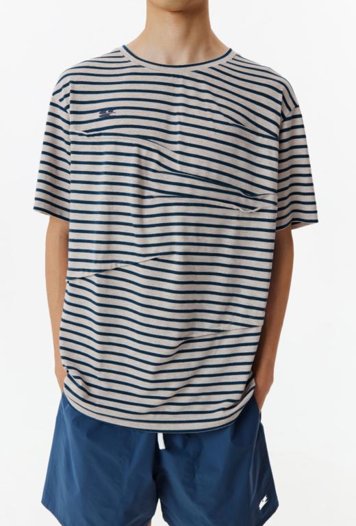 CryingCenter 海洋蓝条纹捏褶短袖tee 哭喊中心 商品图3