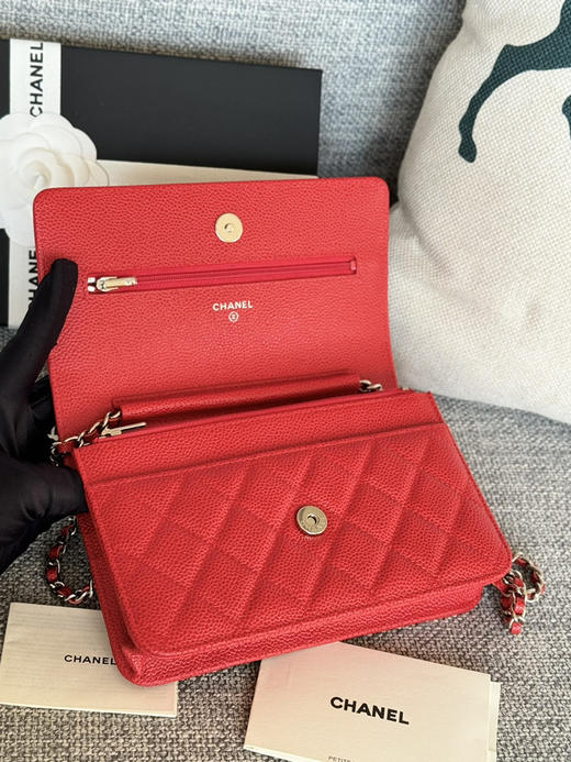 香奈儿woc链条包🉐️牛皮-红色银扣（粗球纹） 商品图2