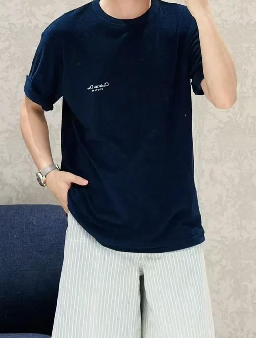 中性款刺绣提花毛巾料短袖T恤la010 商品图3