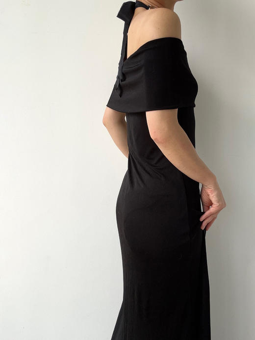 CG｜Carmen Dress [ 黑色针织一字肩连衣裙] 商品图4