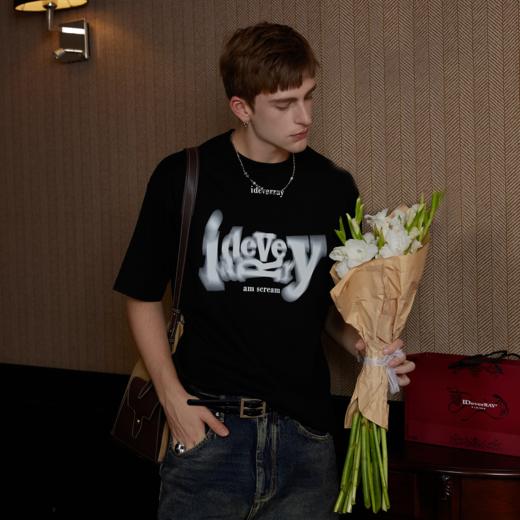 【明星同款】IDEVERRAY夏季新款字母美式短袖t恤上衣情侣装纯棉宽松21MSL-587 商品图3