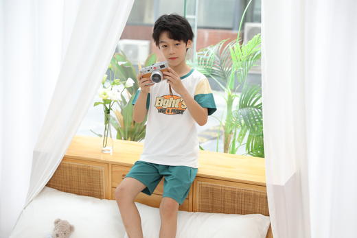 【单件6折/2件5折】【秀黛】男童撞色短袖套装儿童夏季睡衣L2441007T【门店同款】 商品图5