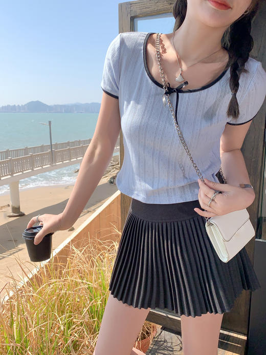 <曾小咸推荐>现货秒杀！卖完不补 ！微信打折价！蝴蝶结短款短袖T 日常79.99/件 立减40 秒杀39.99/件！！ 商品图9