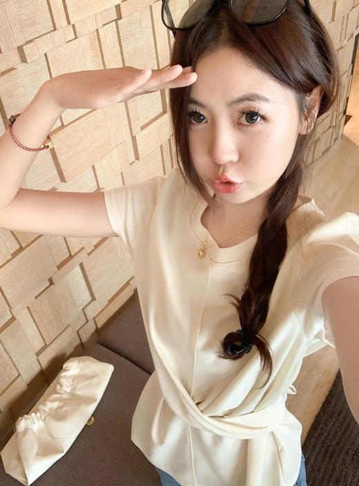 <曾小咸推荐>现货秒杀！腰间系带正肩短袖T恤 日常129.99 立减60 秒杀69.99！ 商品图9