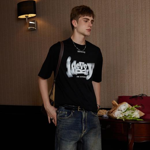【明星同款】IDEVERRAY夏季新款字母美式短袖t恤上衣情侣装纯棉宽松21MSL-587 商品图4