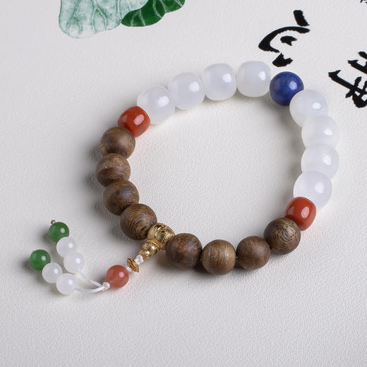 xy0432沉香+和田玉青金石手串 商品图2