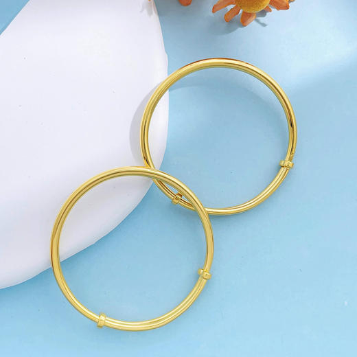 【限时克减150元】足金999 #儿童/宝宝 5G黄金空心推拉手镯活泼可爱圆管童镯宝宝镯BB镯/对（面宽约2.9-3.3mm）(AR5GTZ00003)(预售产品下单后不退款不退货不换货不补差价 商品图2