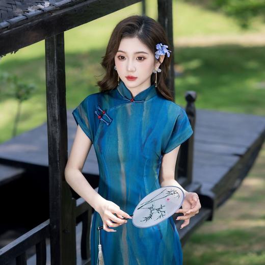 【只此青绿】超出片，蓝色复古旗袍TY639 商品图3