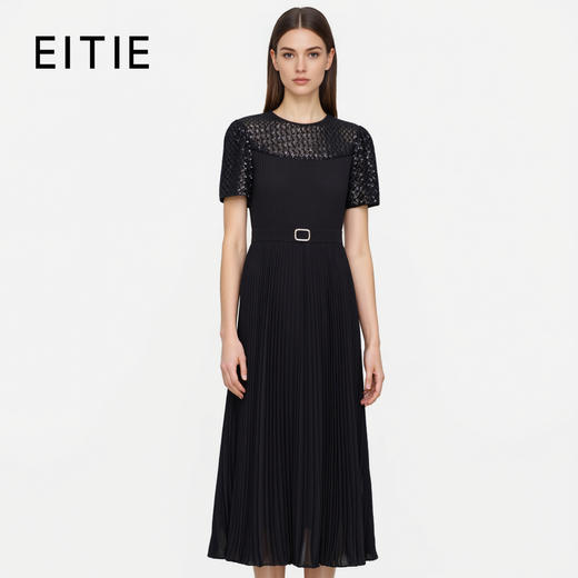 EITIE爱特爱夏季新款气质优雅设计感百褶无袖礼服连衣裙7877508 商品图0