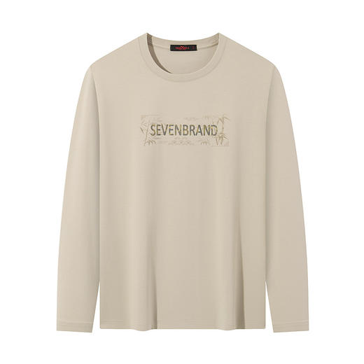 【3A抗菌】柒牌长袖T恤男2025春季新款时尚休闲字母印花圆领上衣128T71840 商品图4
