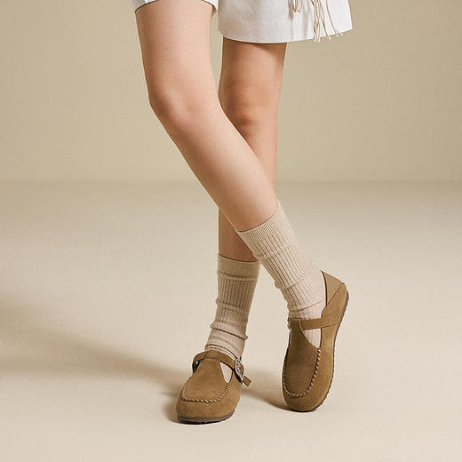 千百度复古全包勃肯鞋女款薄底玛丽珍休闲平底单鞋A25487302 商品图2