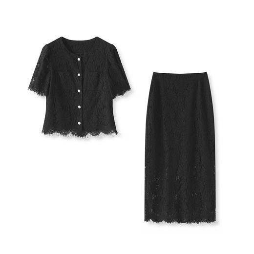 「高货wl」全新升级【铂金会员339/天猫459/差价120】(99021)洛诗琳气质小香风睫毛蕾丝上衣气质直筒半身裙两件套女 商品图4