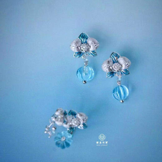 龢盒原创 银镶托帕石蝴蝶兰耳环戒指套装 商品图0