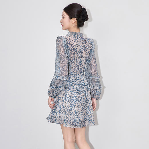 「高货wl」全新升级【铂金会员330/天猫439/差价109】(35554)洛诗琳法式气质印花连衣裙2026夏季薄款收腰显瘦雪纺裙 商品图1