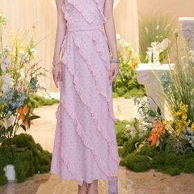 MAXRIENY25新款烫钻荷叶边重工设计感半裙(货号:MF86SK252)