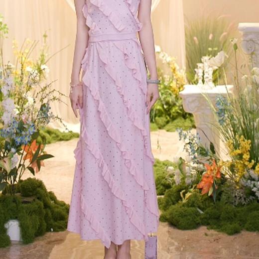 MAXRIENY25新款烫钻荷叶边重工设计感半裙(货号:MF86SK252) 商品图0