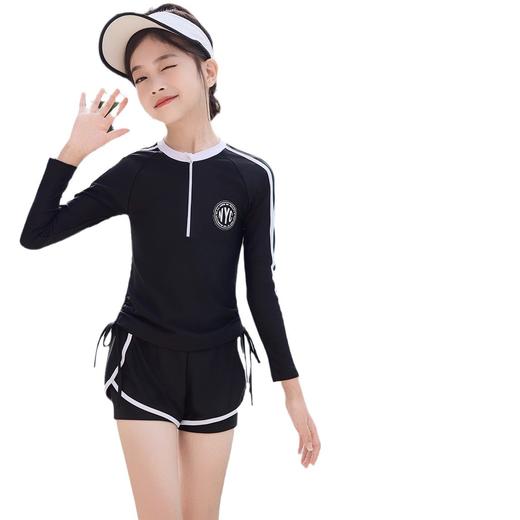 儿童泳衣女童分体中大童青少年女孩游泳衣专业游泳训练泳衣裤套装 商品图4