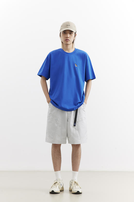 吃茶去chichaqu2025新款全棉圆领短袖T恤复古男女宽松刺绣麻雀 商品图1