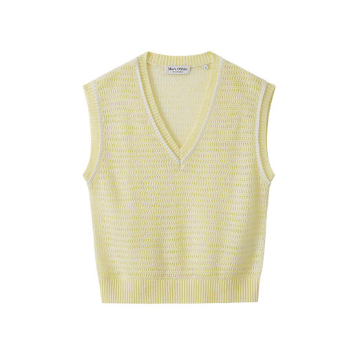 Marc O'Polo/MOP春季新款气质V领镂空时尚羊毛衫撞色针织衫背心女 商品图4