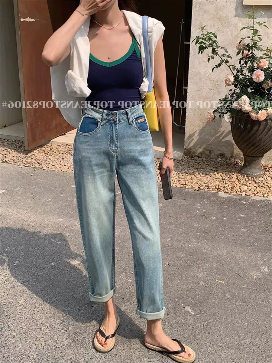 弹力牛仔萝卜裤