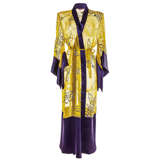 烂花绡轻盈微透重典雅中款真丝睡袍 P241115 商品图6