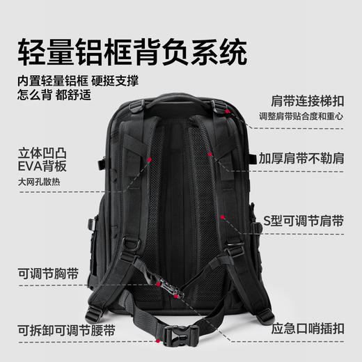 Ulanzi优篮子BC007战术双肩包大容量28L户外登山旅行拍摄影包适用索尼康佳能单反多功能拓展三脚架专业相机包 商品图3