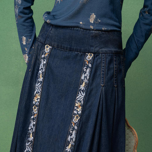 【林栖设计小店】【现货】天丝牛仔马面裙新中式2025早秋新款半身裙女1953125 商品图4