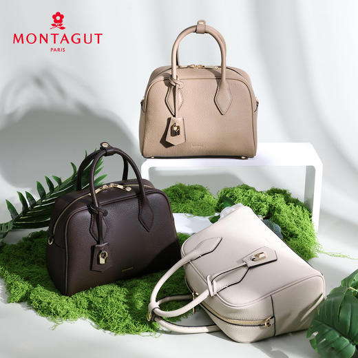 梦特娇女包2025头层牛皮保龄球包手提小包秋季新款单肩斜挎包女 商品图7