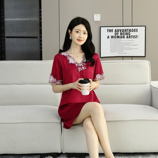 TZW-缎面睡衣女款高级感蕾丝边睡裙冰丝夏季薄款长裤套装可外穿家居服 商品图11