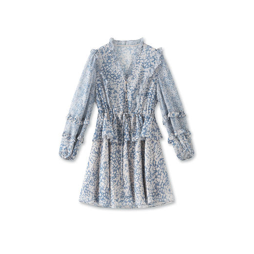 「高货wl」全新升级【铂金会员330/天猫439/差价109】(35554)洛诗琳法式气质印花连衣裙2026夏季薄款收腰显瘦雪纺裙 商品图4