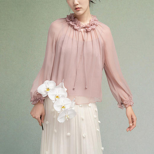 【林栖设计小店】桑蚕丝衬衣两件套正反两穿温柔花边2025秋季新款吊带上衣F1953200 商品图0