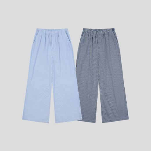 GOODBAI logo印花收腰抽绳薄料阔腿休闲裤 商品图1