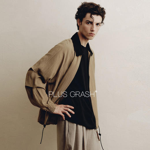 PLUS CRASH美式复古外套春秋新款拼色高级感工装C3翻领宽松夹克 商品图2