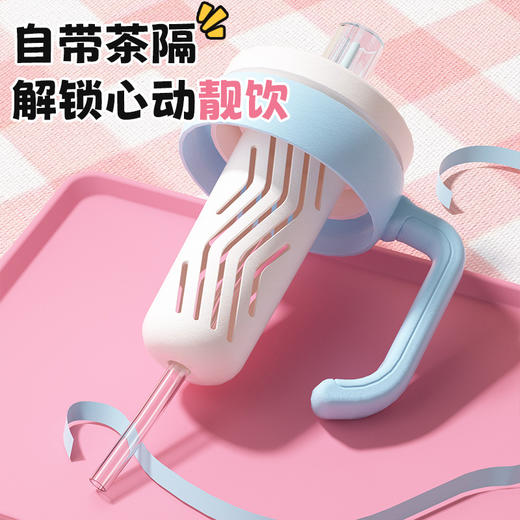 【解锁少女心💖】耐高温可爱手把水杯✨卖萌樱花粉&清新海盐蓝，随时随地泡茶喝靓饮🍵！全身可拆卸，冲洗超方便👍快来Pick你的缤纷色彩吧！ 商品图2
