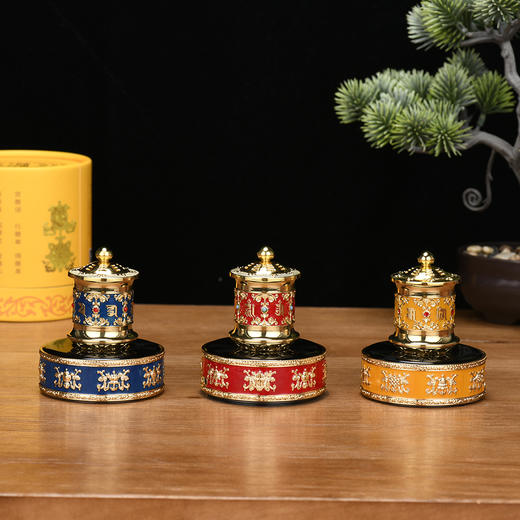 新款善界M3MINI款车载佛堂办公室太阳能八吉祥款转轮家用充电六字转筒办公桌面摆件 商品图4