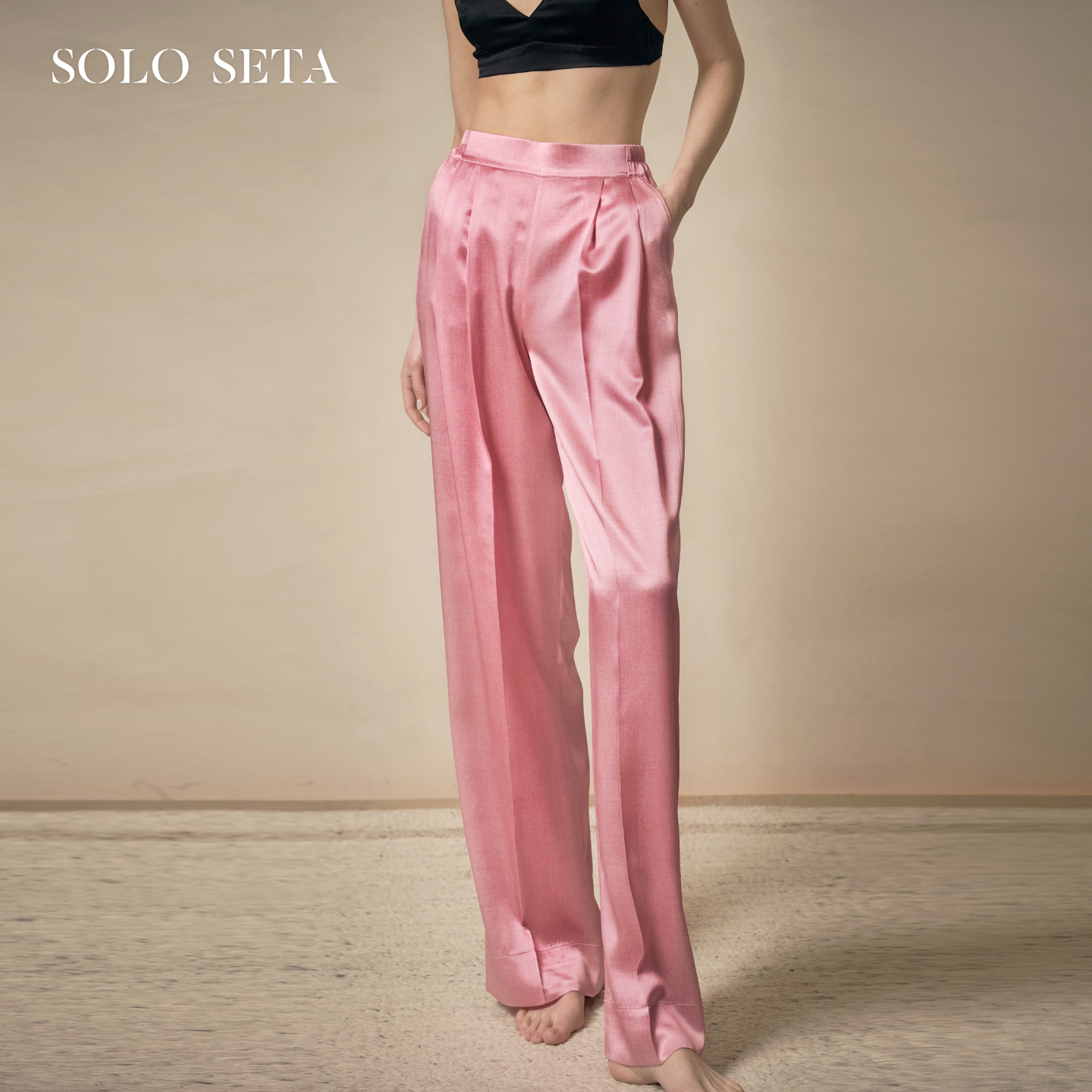 Solo seta22姆米真丝女士长裤桑蚕丝鱼骨纹可外穿睡裤2025秋冬