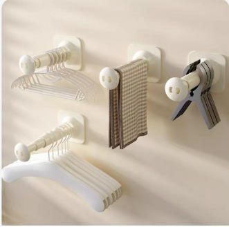 【一吸即用，无需等待】吸盘衣架收纳神器 家用阳台多功能免打孔伸缩晾衣架 墙上壁挂置物架-QQ 商品图4