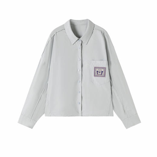 谜底衬衣长袖女2025秋新品通勤蜜蜂章仔刺绣哑光扣衬衫253MC1156 商品图4