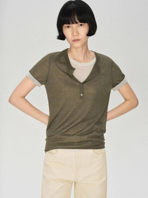 轻奢系列！真俩件针织短袖，可随意拆分！撞色俩件套针织短袖！2025新款羊绒莱赛尔短袖！ 商品图1