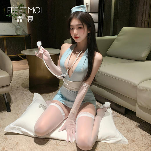 【情趣内衣】霏慕 私人护士深V露沟连衣裙ZY66 商品图1