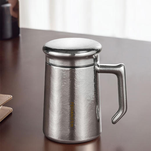 【森哥优选】飞剑纯钛保温杯办公杯男士带手柄高档双层钛泡茶水杯送长辈礼品 商品图1