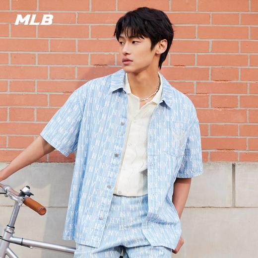 【XL断码】【微瑕，如无货做退款处理】MLB男女情侣满印老花短袖外套休闲舒适衬衫24春季新款3ADRM1043 商品图1