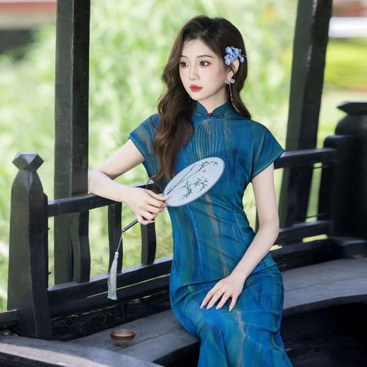 【只此青绿】超出片，蓝色复古旗袍TY639 商品图1