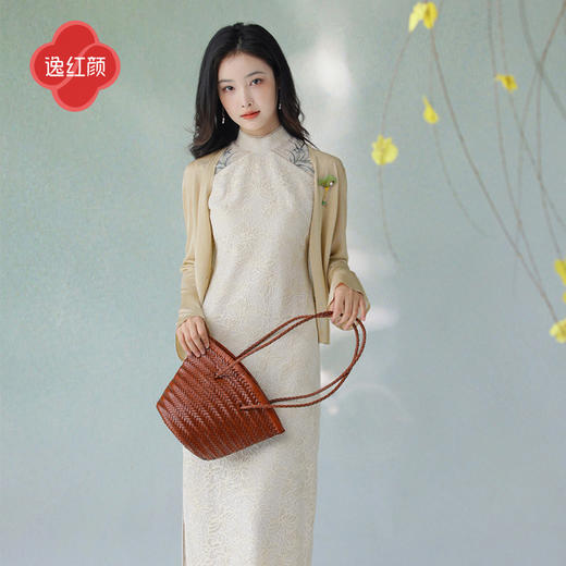 逸红颜莎婳2025夏新款冰感进口金属闪光纱微喇针织旗袍开衫防晒衫 商品图1